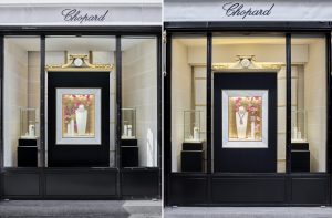 William Amor, upcycling artiste, décor de vitrines boutique Vendôme Chopard, mai 2024, Paris. © Jean-Jacques Pallot